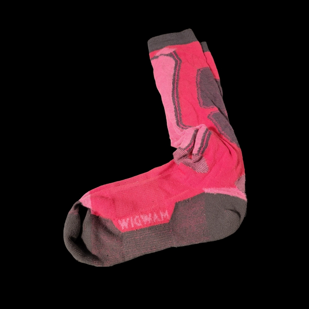 Wigwam Pink Red Thermal Full Toe Mid Calf Comfort Ski Outdoor 1 Pair Socks